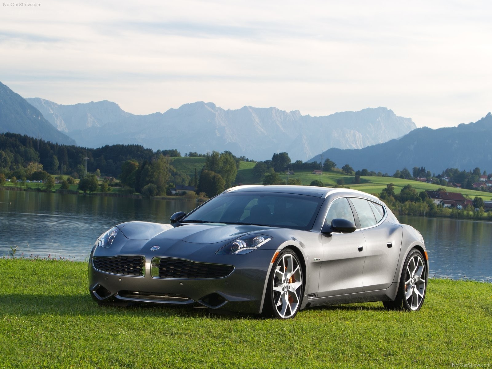 Fisker Karma by a lake