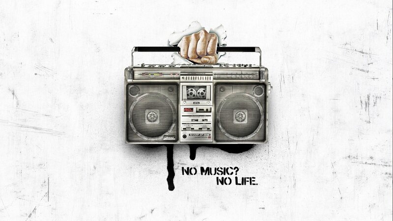 Fist Breaking Through Boombox — Black