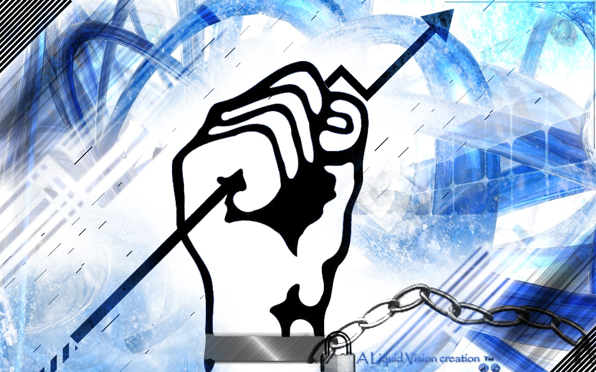 fist holding arrow graphic