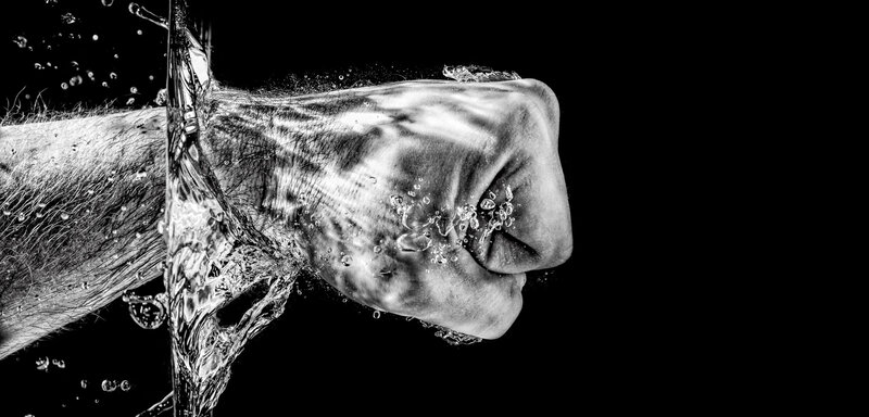 Fist Punching Water — Black