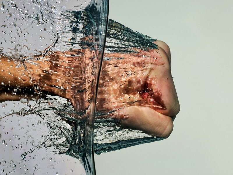 Fist Punching Water — White