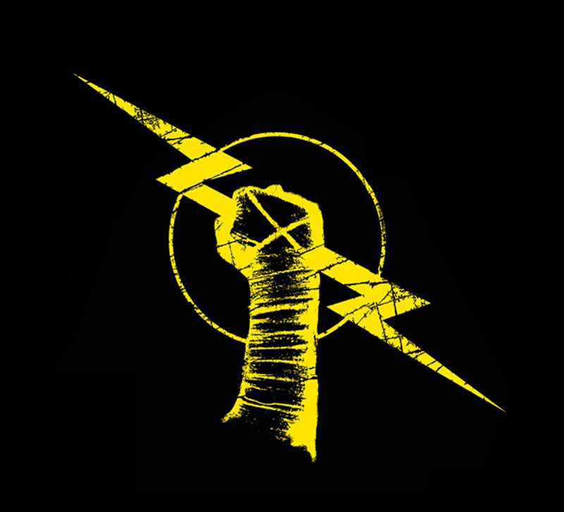 fist with lightning bolt