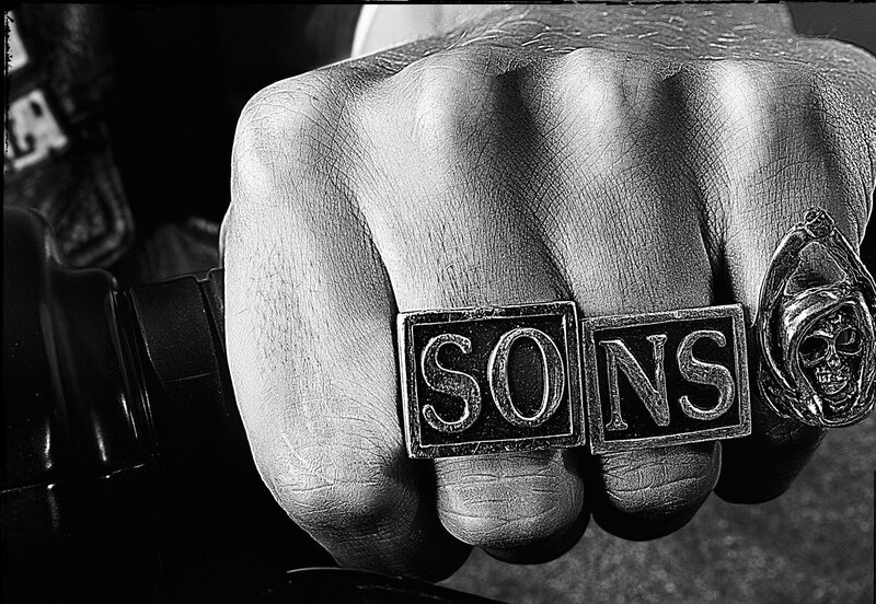 fist with Sons of Anarchy rings