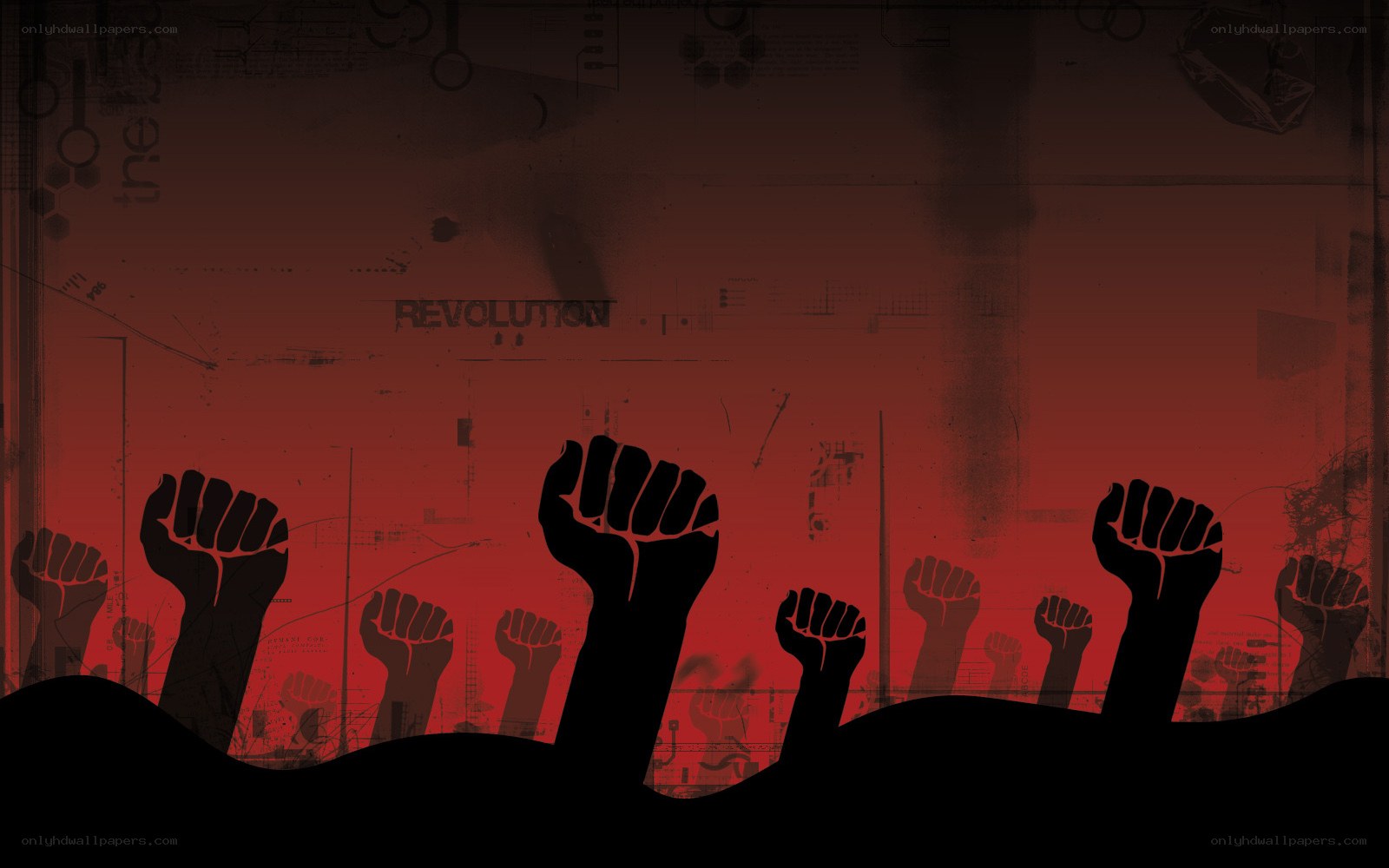 Fists raised in revolution
