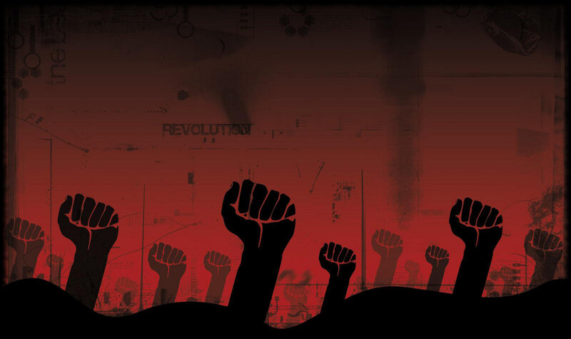 fists raised in revolution