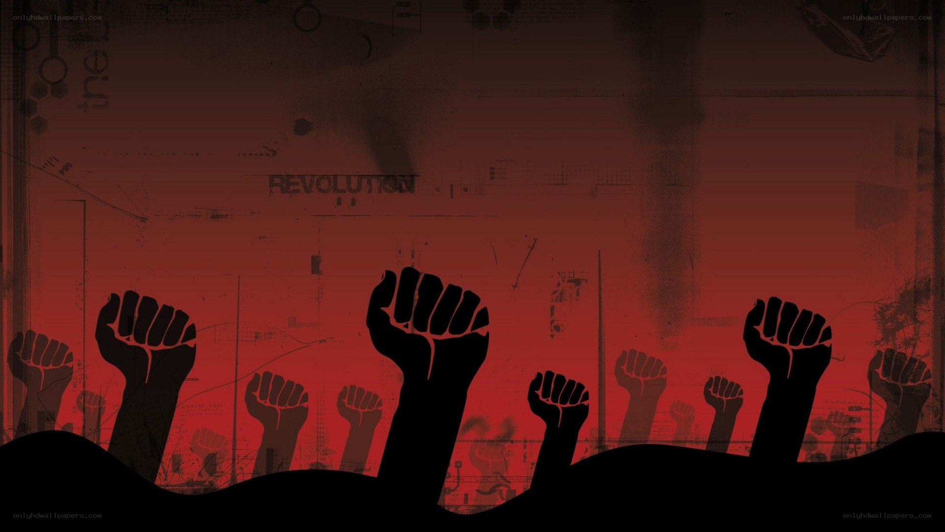fists raised in revolution