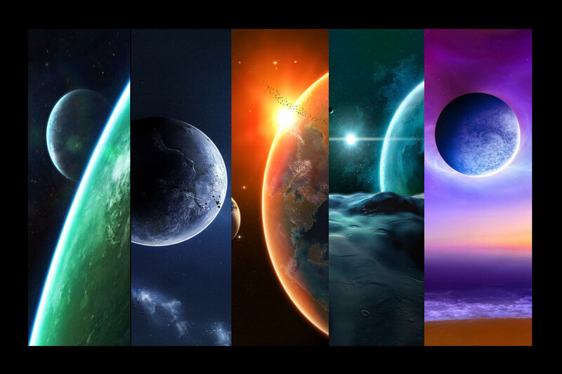five alien planets in space