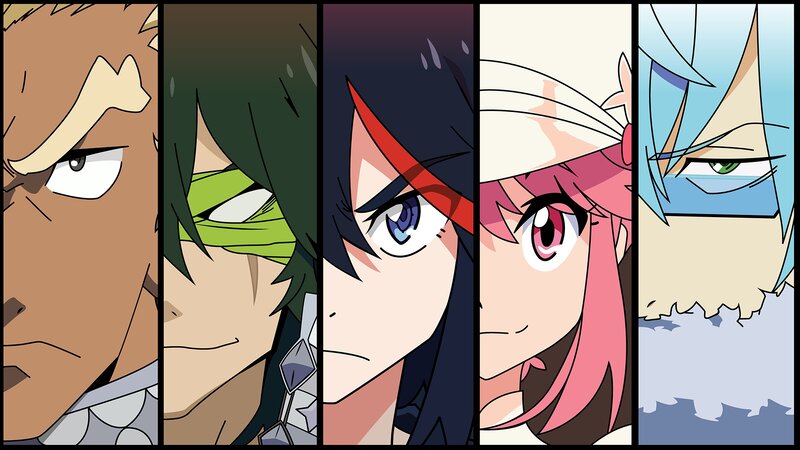 Five Anime Characters — Black, Dramatic, Anime Art, Close-up