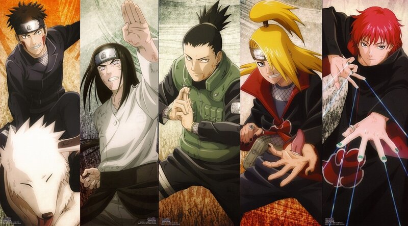 Five Anime Characters — Black, Dramatic, Anime Art