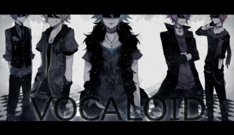 Five Anime Characters — Black, Dramatic, Digital Art