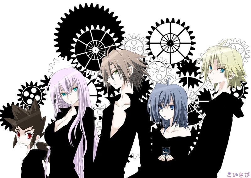 Five Anime Characters — Black, Dramatic, Gears