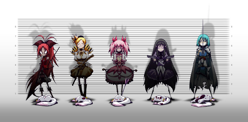 Five Anime Characters — Black, Dramatic, Gun