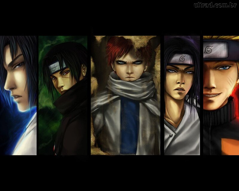 Five Anime Characters — Black, Dramatic, Headband