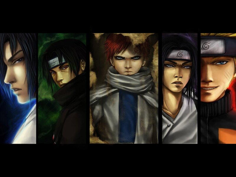Five Anime Characters — Black, Dramatic, Headbands