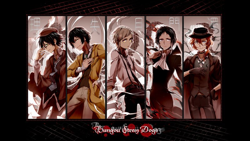 Five Anime Characters — Black, Dramatic, Manga, Anime Art