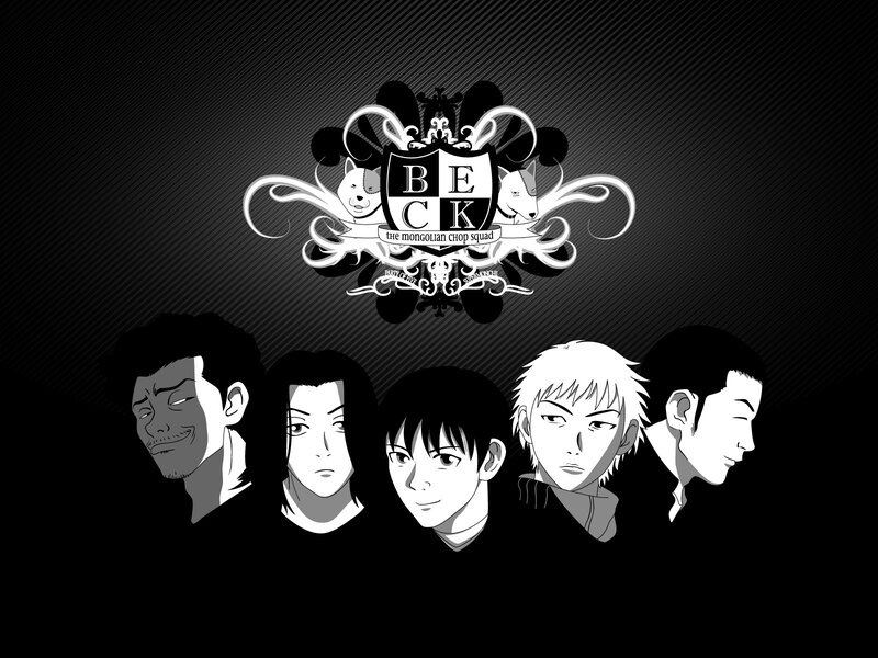 Five Anime Characters — Black, Dramatic, Manga, Logo