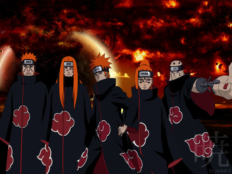 Five Anime Characters — Black, Dramatic, Night