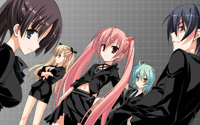 Five Anime Characters — Black, Dramatic, School Uniforms, Cat Ears
