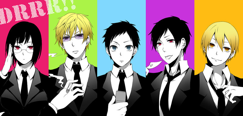 Five Anime Characters — Black, Dramatic, Suits, Cigarette