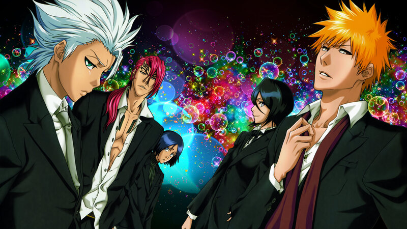 Five Anime Characters — Black, Dramatic, Suits