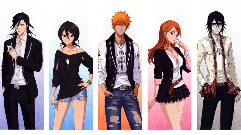 Five Anime Characters — Black, Neutral, Clothing