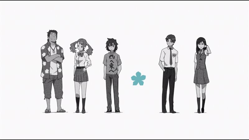 Five Anime Characters — Black, Neutral, School Uniforms