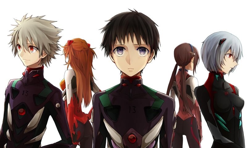 Five Anime Characters — Black, Neutral, Suits, Red Eyes
