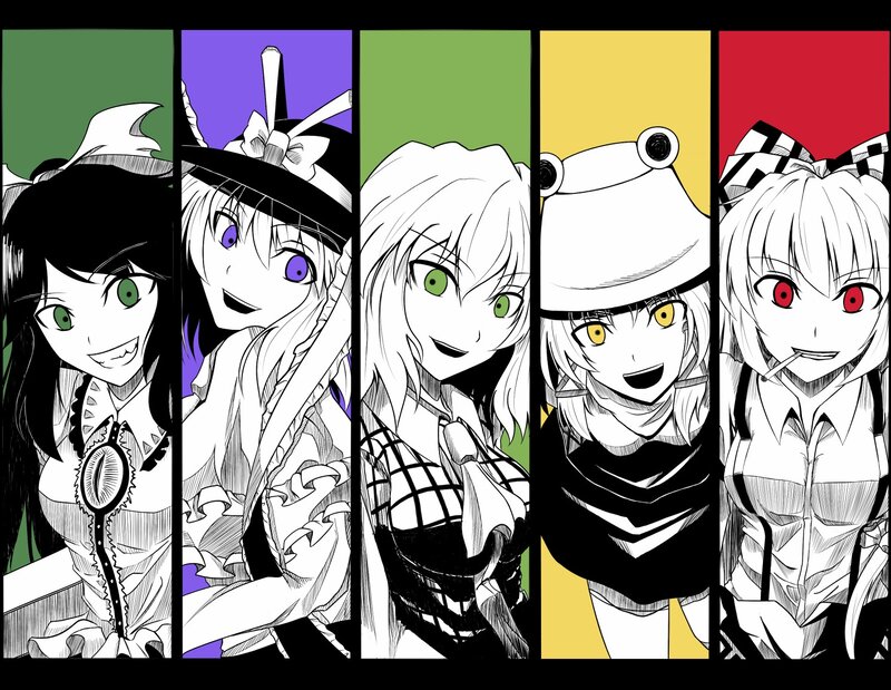 Five Anime Characters — Black, Playful