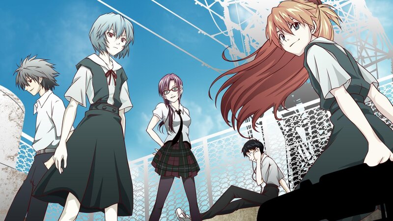 Five Anime Characters — Blue, Dramatic, Afternoon, School Uniforms
