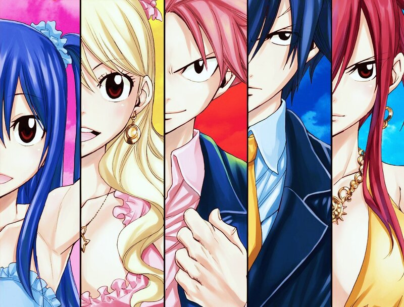 Five Anime Characters — Blue, Dramatic, Blue Hair