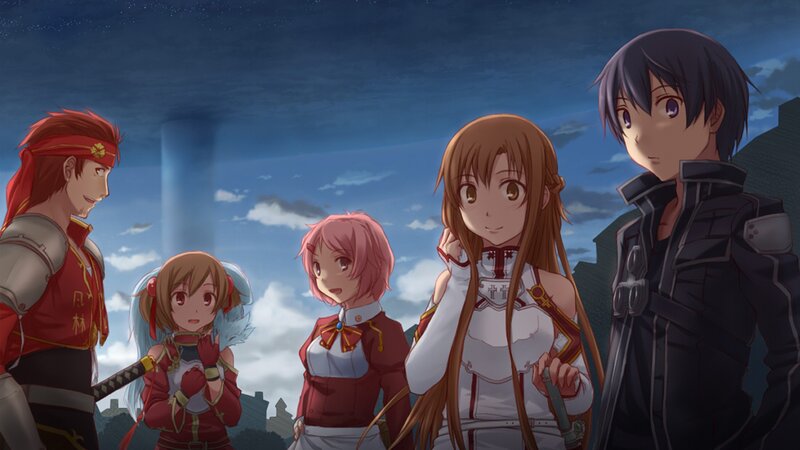 Five Anime Characters — Blue, Dramatic, Night, Sky