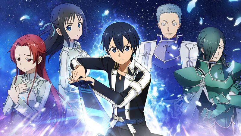 Five Anime Characters — Blue, Dramatic, Night, Stars
