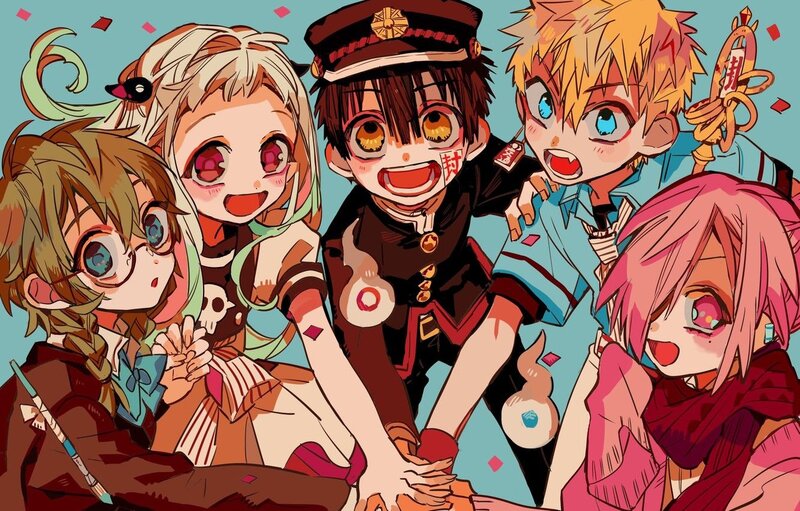 Five Anime Characters — Blue, Joyful