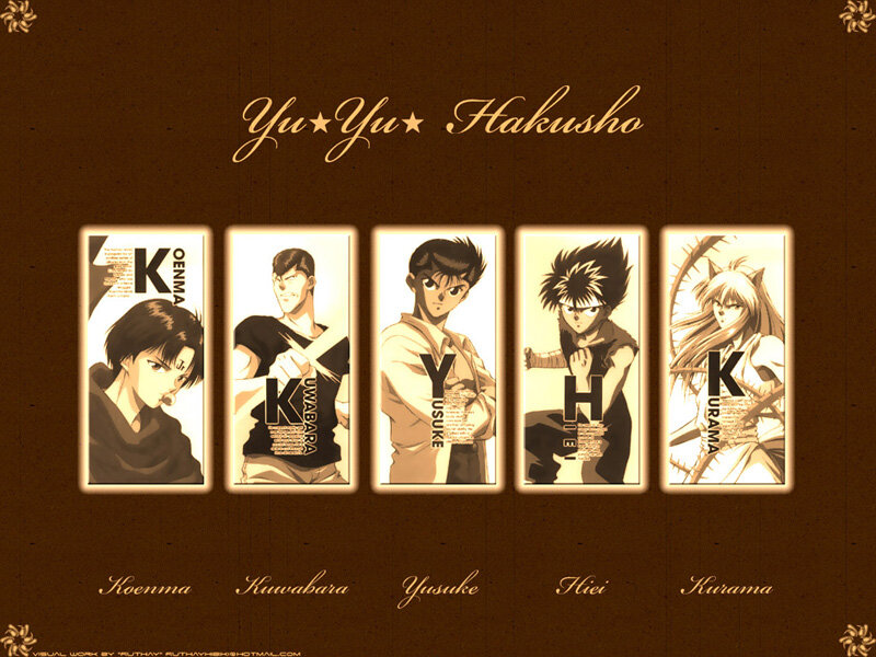 Five Anime Characters — Brown, Dramatic