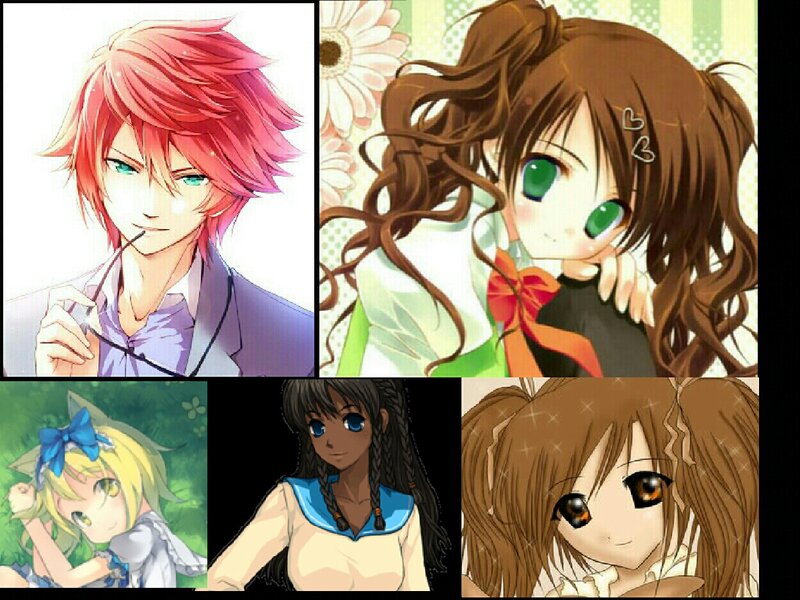 Five Anime Characters — Brown, Playful