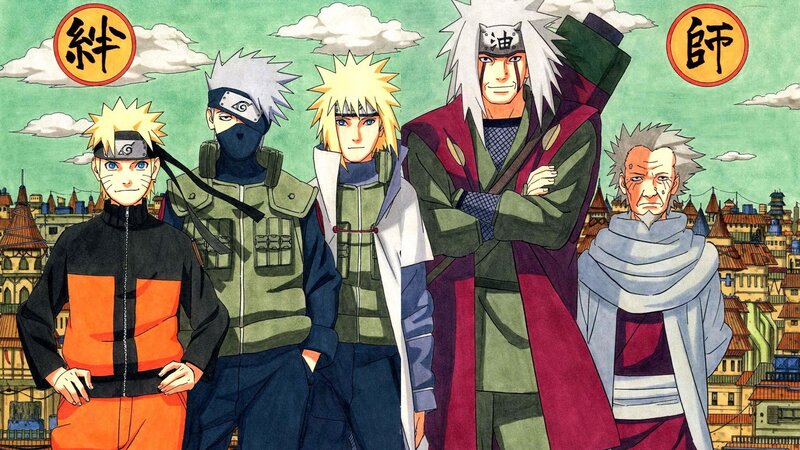 Five Anime Characters — Green, Dramatic, Afternoon, Manga