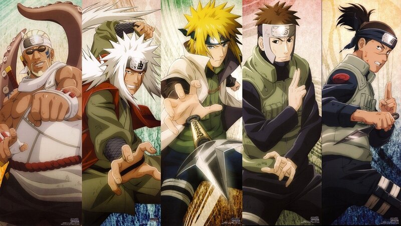 Five Anime Characters — Green, Dramatic, Ninja