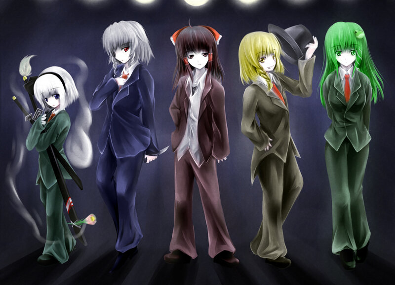 Five Anime Characters — Green, Dramatic