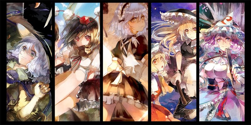 Five anime characters in a row