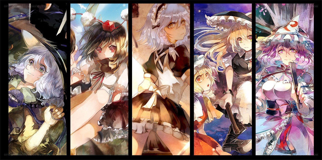 Five anime characters in a row