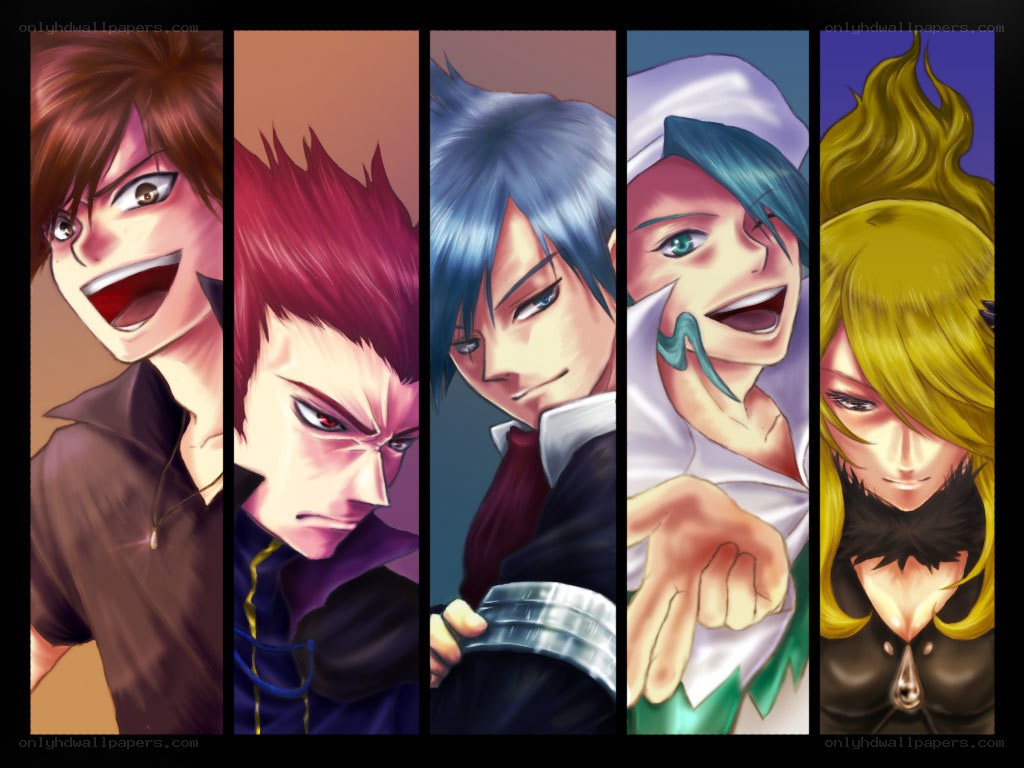 Five anime characters in a row