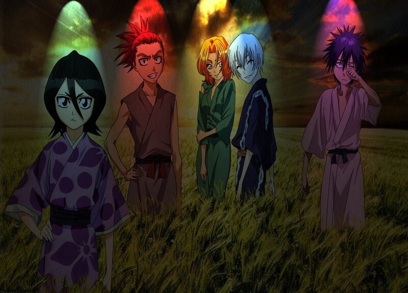 Five Anime Characters in Field