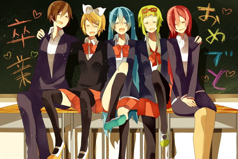 Five Anime Characters on Desks
