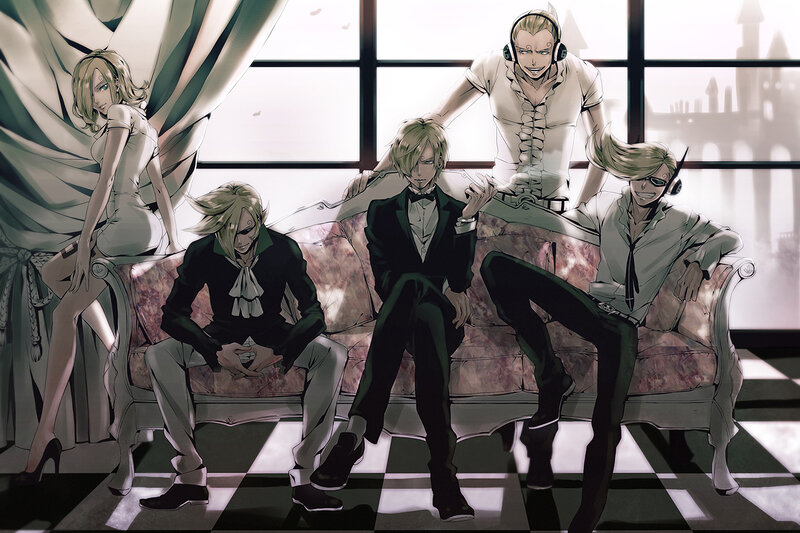 Five Anime Characters on Sofa
