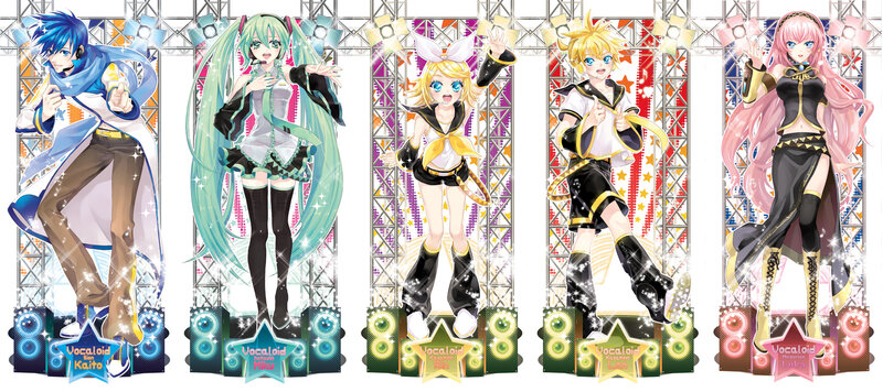 Five Anime Characters on Stage
