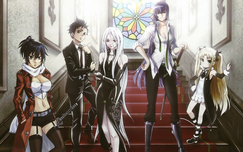 Five Anime Characters on Stairs — Black