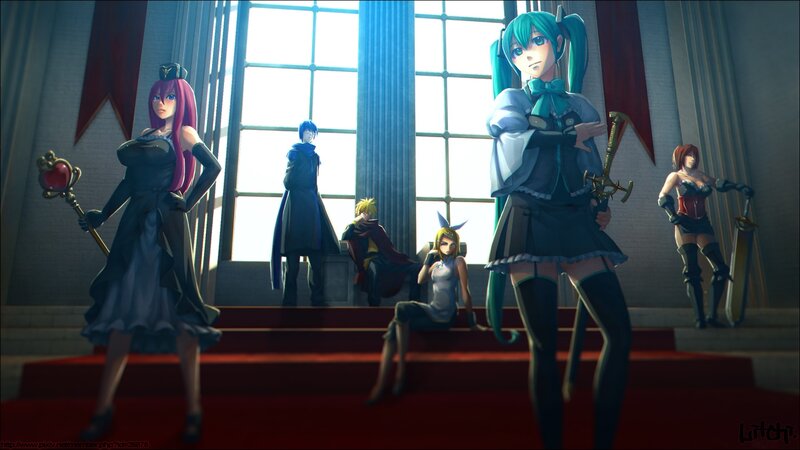 Five Anime Characters on Stairs — Blue