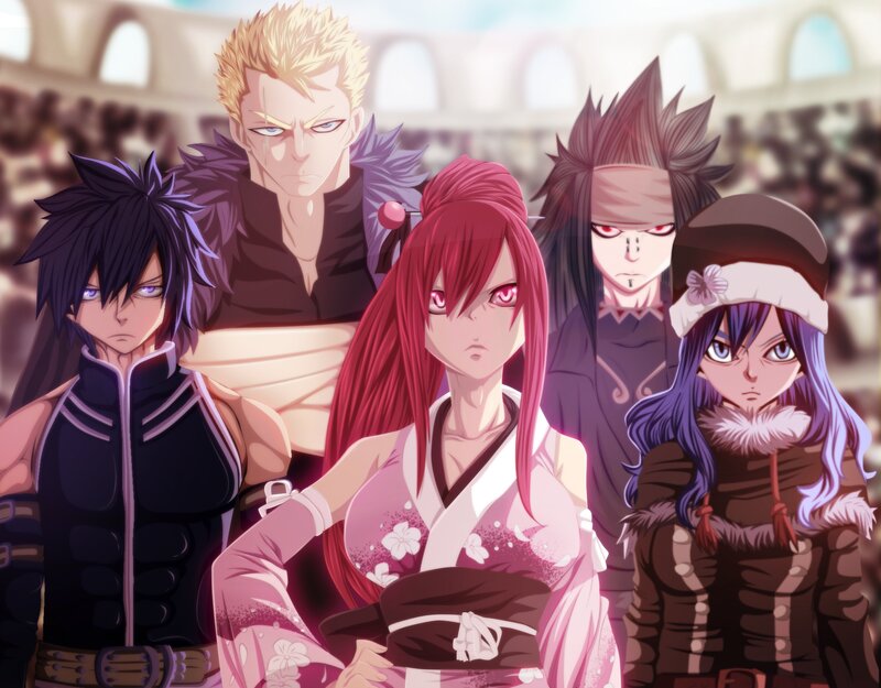 Five Anime Characters — Pink, Serious