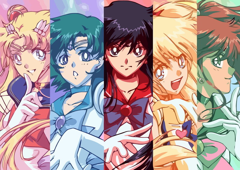 Five Anime Characters — Pink, Vibrant