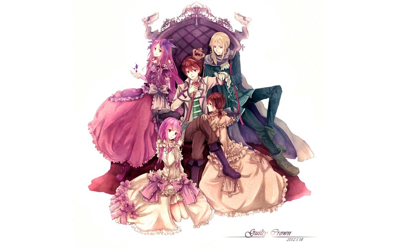 Five Anime Characters — Purple, Dramatic, Dress